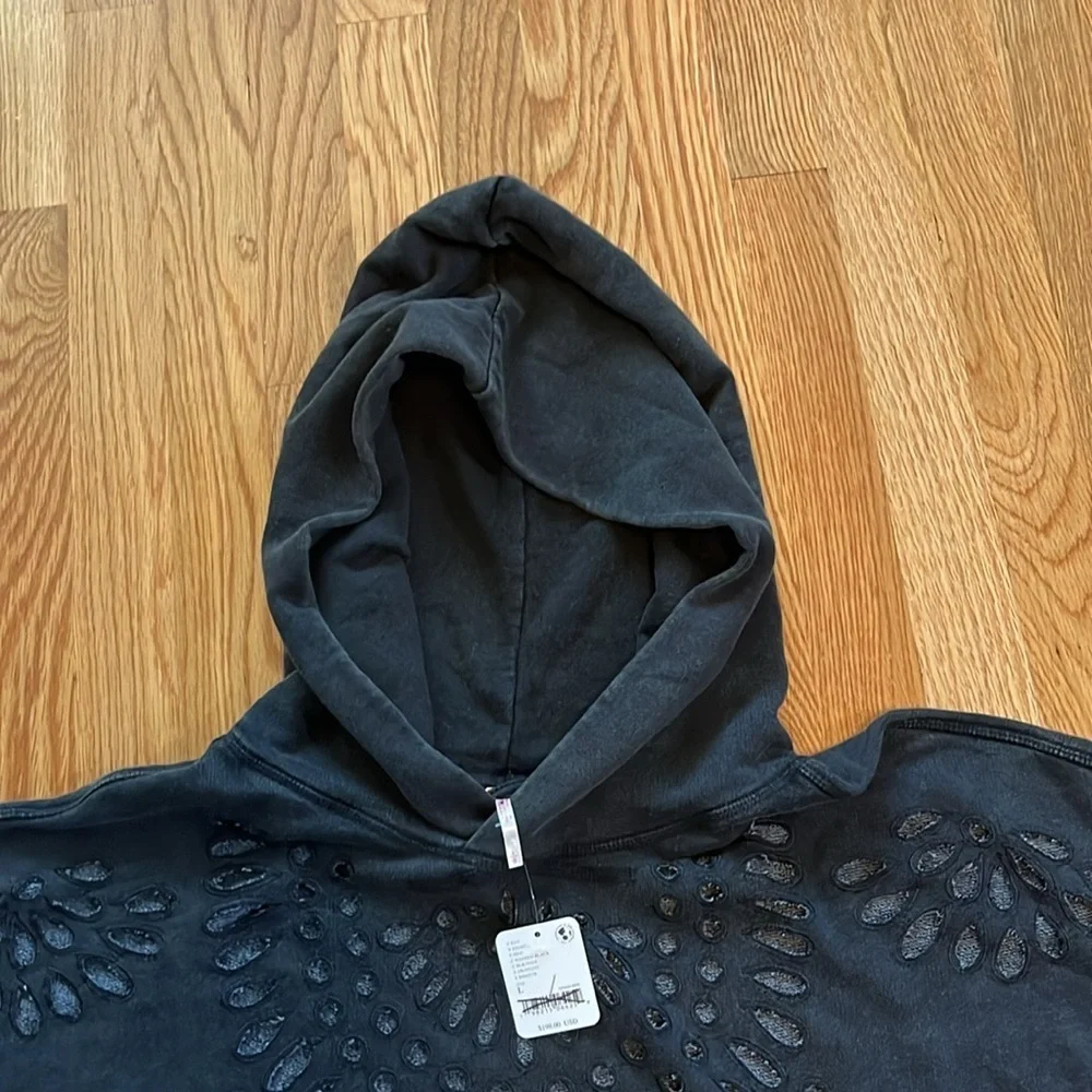 Free People Last Call Sweatshirt in Washed Black Size Large NWT